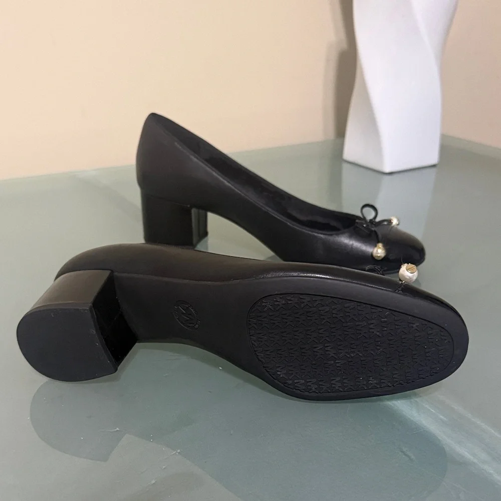 Michael Kors Black Leather Loafers – Size 8 with Pearl Details